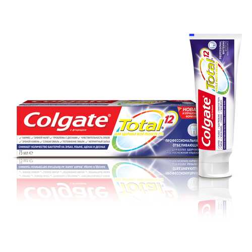 Зубная паста Colgate TOTAL12 Профессиональная отбеливающая 75мл в Магнит Косметик