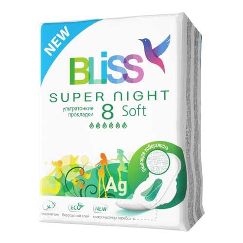 Прокладки Bliss Super Night Soft ультратонкие 8 шт в Магнит Косметик
