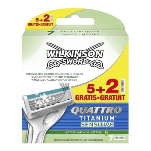 Кассеты для станка Wilkinson Sword Quattro Titanium Sensitive 7 шт в Магнит Косметик