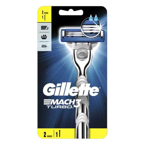 Мужская бритва Gillette Mach3 Turbo с 2 сменными кассетами в Магнит Косметик