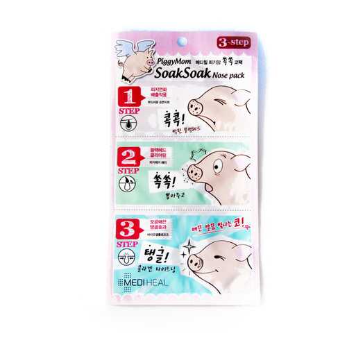 Маска для носа 3 шага Mediheal Piggy Mom SoakSoak Nose pack 3 step в Магнит Косметик