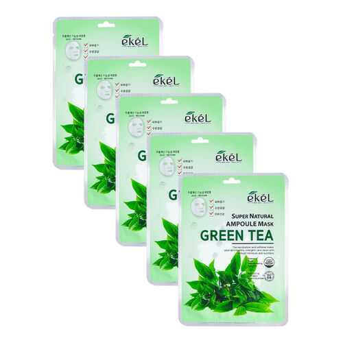 Набор ампульных тканевых масок Ekel с Зеленым чаем Ampoule Mask Green Tea (5шт) в Магнит Косметик
