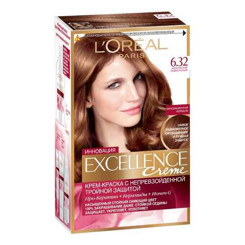 Краска для волос L`Oreal Paris Excellence Золотистый темно-русый тон 6.32 в Магнит Косметик
