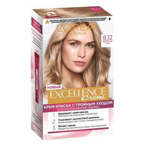 Крем-краска для волос L'Oreal Excellence стойкая тон 8.12 Мистический блонд в Магнит Косметик