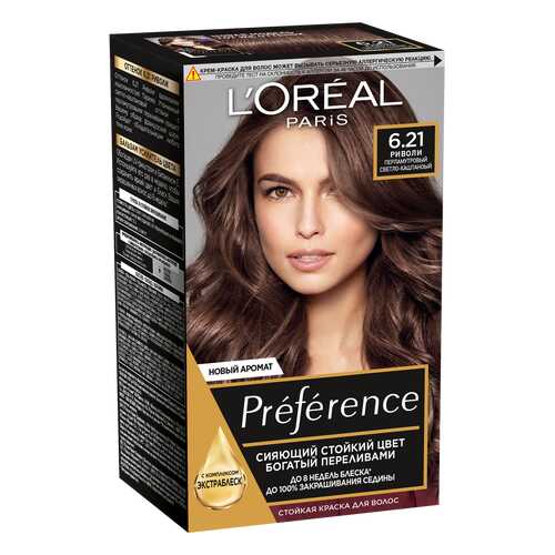 Стойкая краска для волос L'Oreal Paris Preference, оттенок 6.21, Риволи в Магнит Косметик