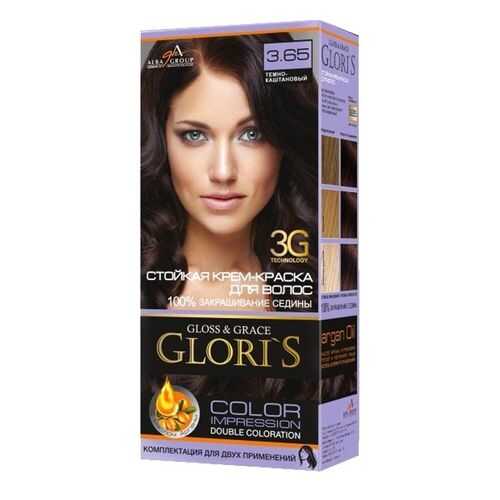 Стойкая крем-краска для волос Glori`s 3.65 темно-каштановый в Магнит Косметик